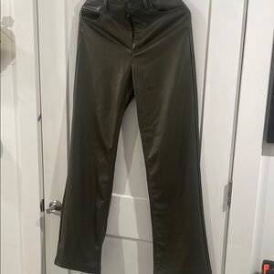 Zara pleather Olive Green Pants